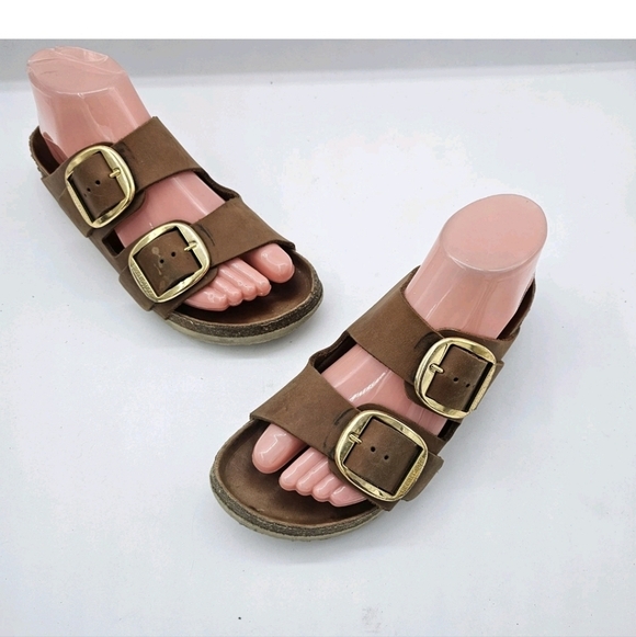 Birkenstock Arizona Big Buckle Sandals Cognac Leather Size 37 US 6 6.5 - Picture 9 of 11
